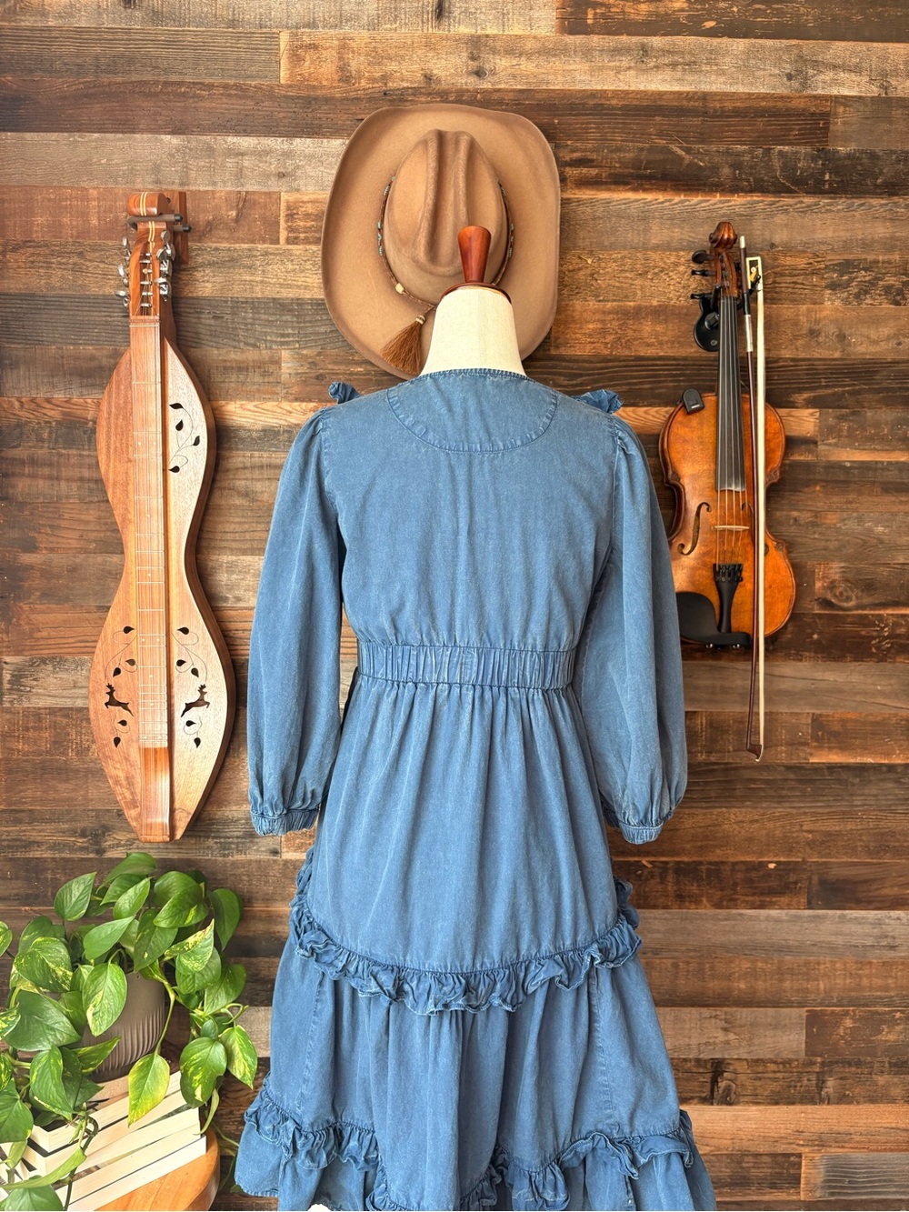 Blue Ruffle V-Neck Mini Dress - Picture 4 of 5